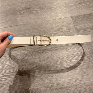 Calvin Klein Ivory Belt with Gold-Tone Buckle